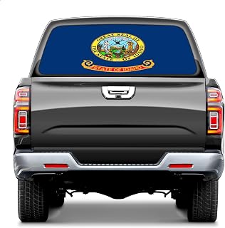 Pickup Truck Window Decal Vinyl Graphic Film See Through Sticker Privacy Wrap PET Cover for Back Glass Decals Windshield Cling Display Adhesive Fit for SUV Van Car Exterior Style Idaho Crest