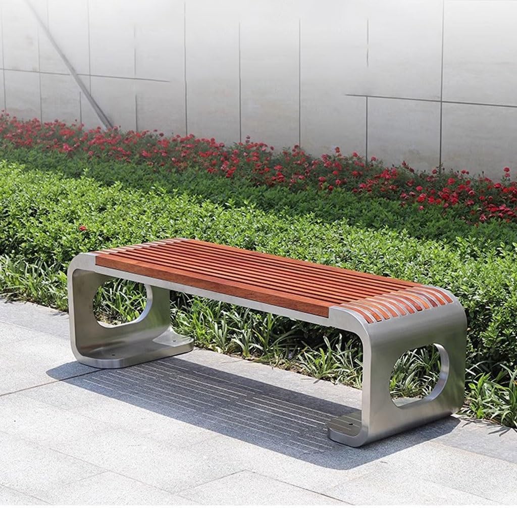 Patio Benches for Outdoors Park Bench Stainless Steel Pineapple Grid Solid Wood Stadium Sales Department Outdoor Leisure Garden Benches for Outdoors