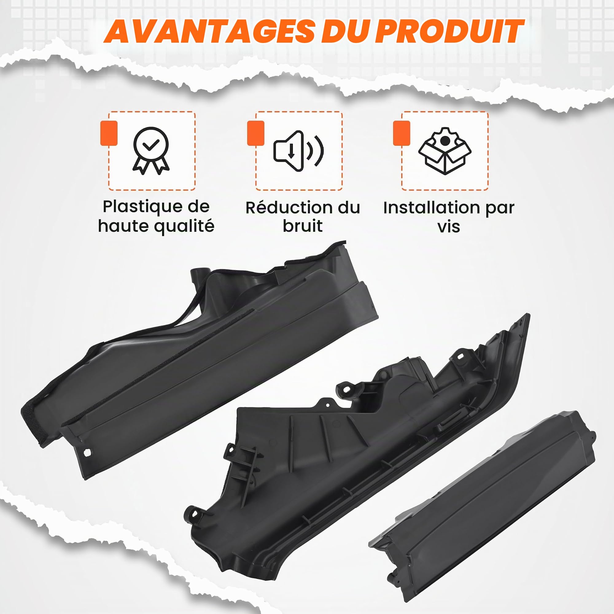 Kit de diviseur partie supérieure carénage de compartiment moteur compatible avec X6 E71 E72 2008-2014, Remplacement pour 51717169421 51717169419