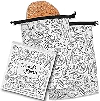 Vista 13 de THINK4EARTH Bolsas de pan reutilizables color marrón prémium para pan casero, duraderas y lavables (paquete de 2)