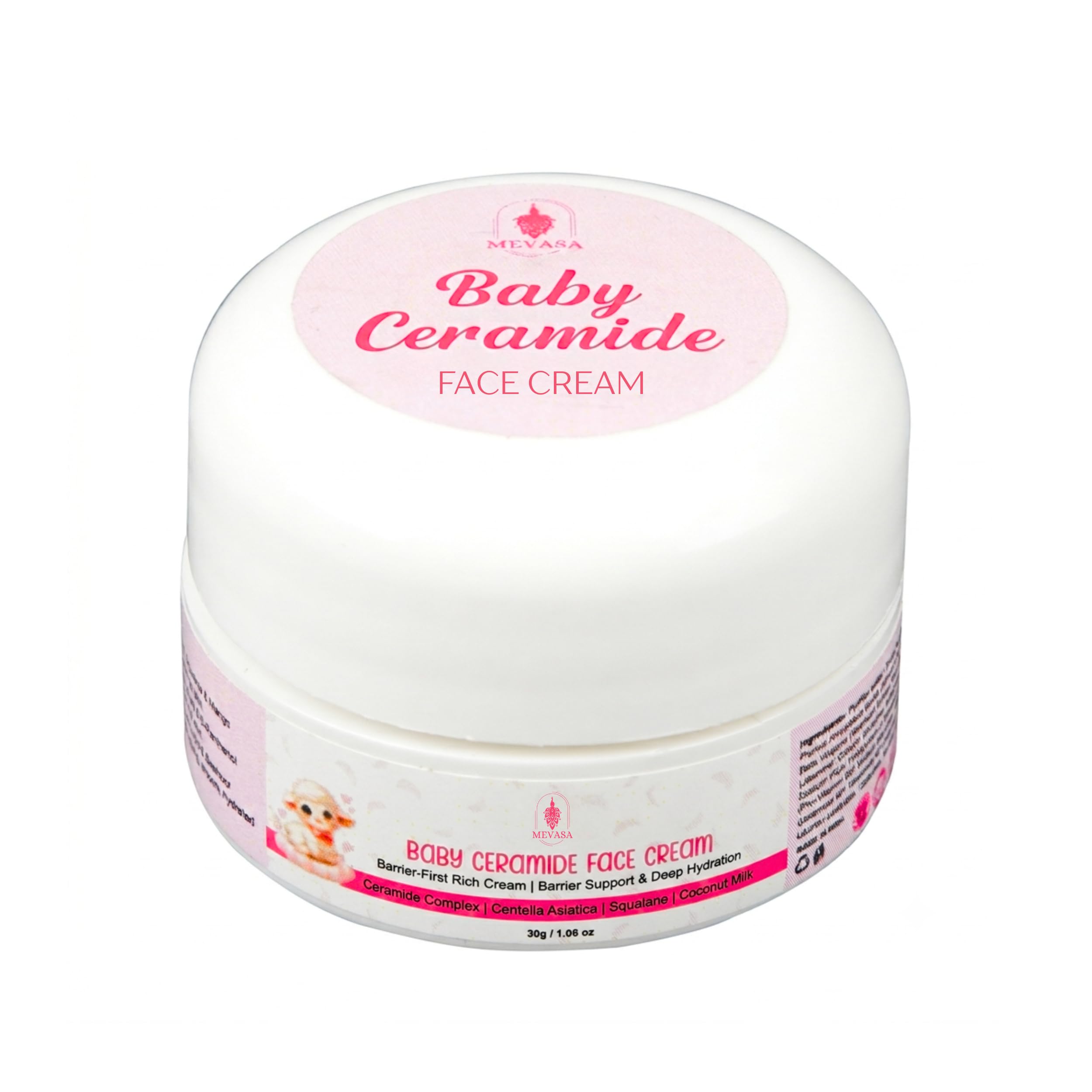 Advanced Baby Ceramide Face Cream | Deep Hydration & Skin Barrier Support | With Cica, Squalane, Coconut Milk & Hyaluronic Acid | Moisturizing Face Cream for Babies & Kids | (30g)-image-38
