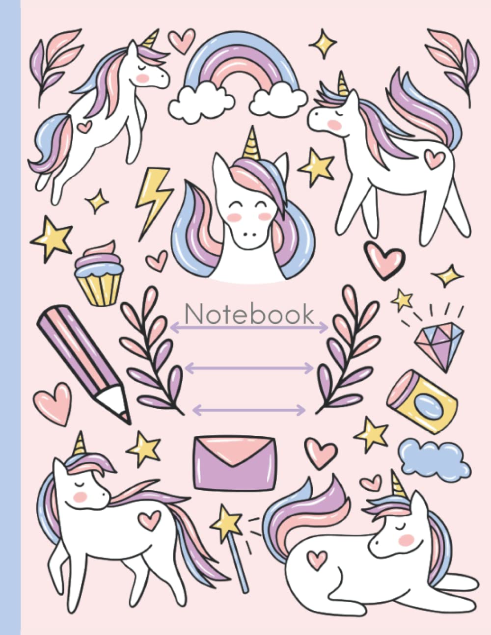 Unicorn Composition Notebook: Cute Rainbow Pastel Unicorn Journal, Dairy, Planner (College Ruled 8.5 x 11)