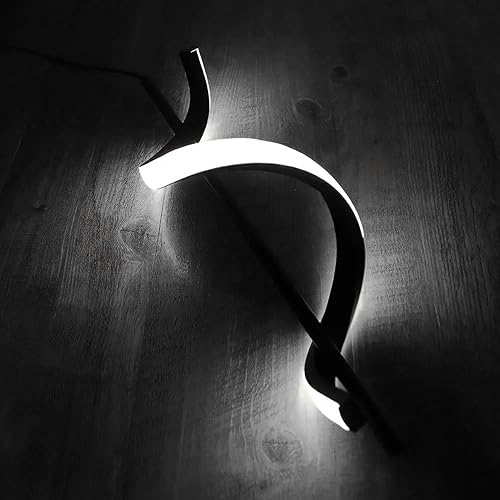 Miniatura 6 de ViaGasaFamido Moderna lámpara colgante LED en espiral, lámpara colgante LED integrada para dormitorio, sala de estar, cocina (negro) (luz blanca)