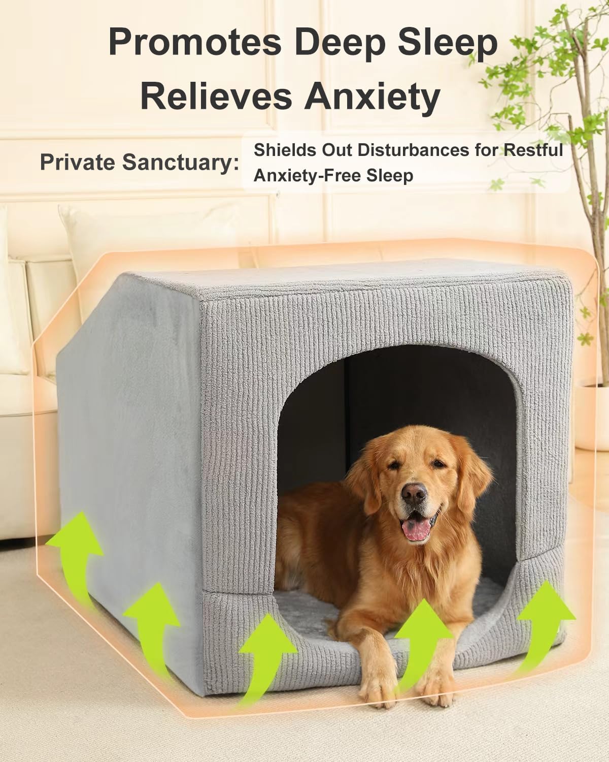 Hovicaed Indoor Dog House for Extra Large Medium Small Sized Dogs - Washable Removable Cushion and Cover Pet Orthopedic Dog Bed, Inside Dog House Large Space Strong Support, Cat Cute Tent Cave (XXL) XX-Large (42"L x 30"W x 30"Th)