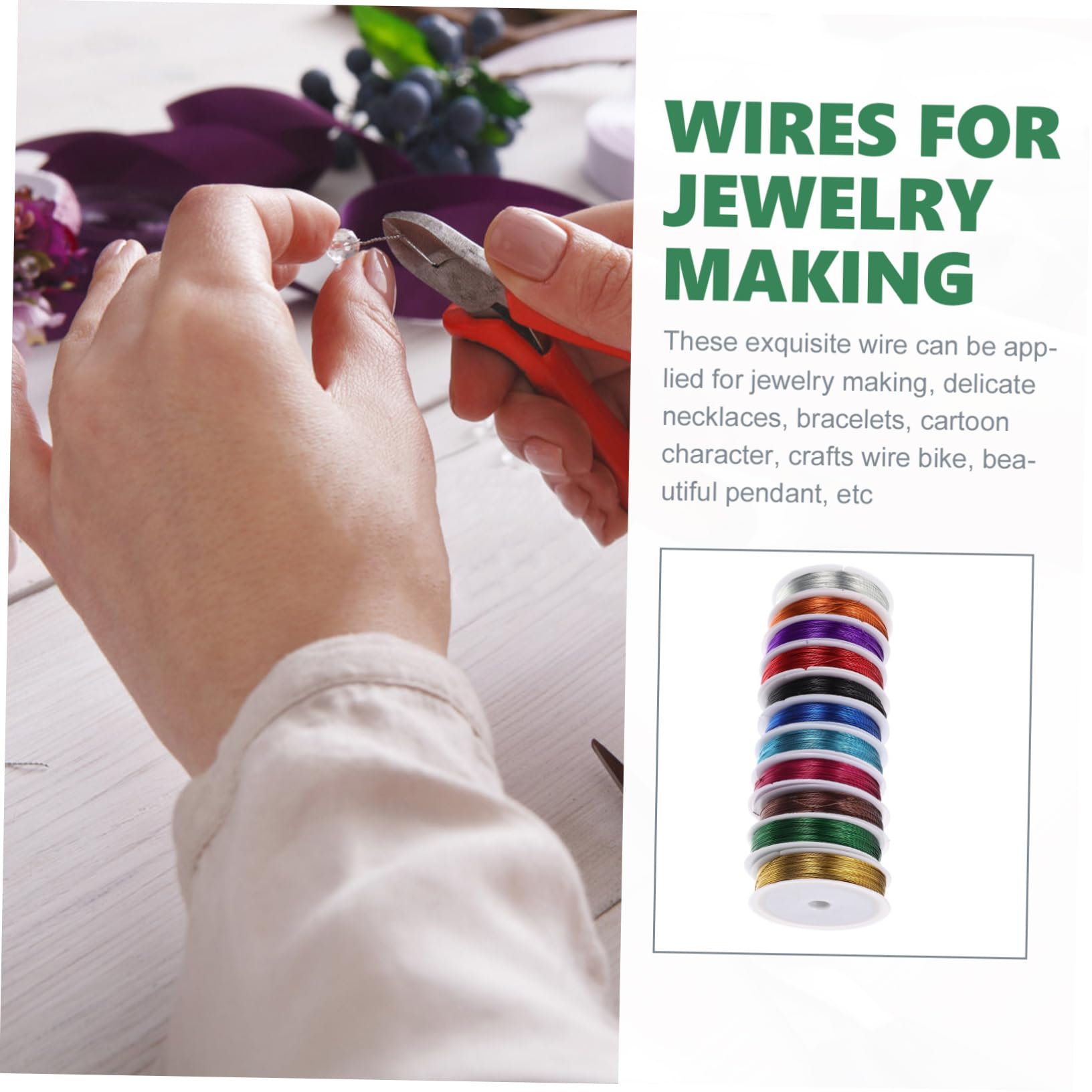 Alambre de Joyería Galvanizado, 11 Rollos, Flexible y Suave