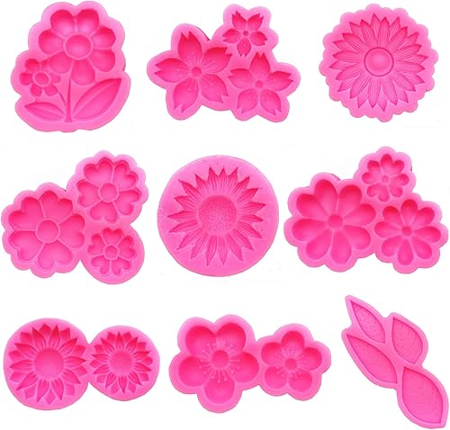 9 moldes de flores para fondant, molde de silicona de flores para cupcakes, postres, chocolate, gelatina, decoración de galletas, joyas, pasteles,