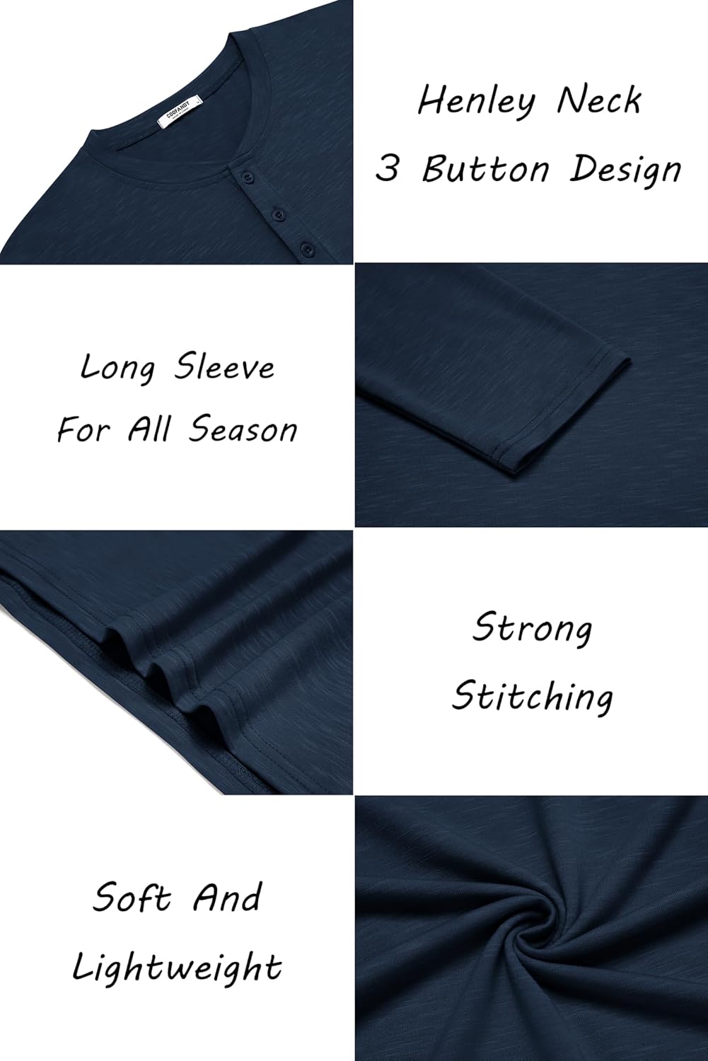 COOFANDY Men's Henley Shirts Long Sleeve Lightweight Button T-Shirt Casual Basic Tee Top - Image 5