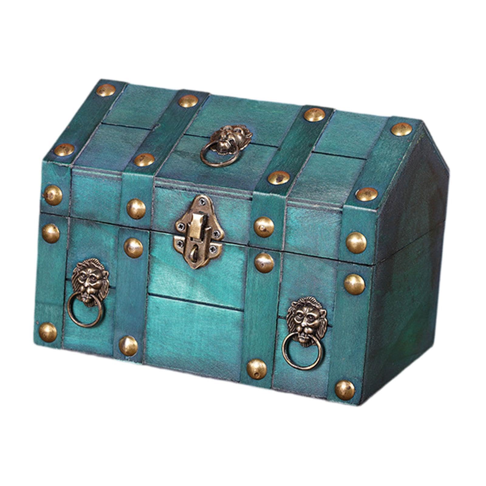 THE STYLE SUTRA® Pirate Treasure Chest Solid Wood for Women Vintage Design Storage Box Green-image-24