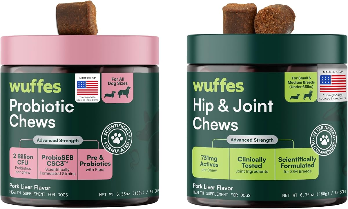 Hip & Joint Supplement and Daily Probiotic Bundle for Small and Medium Dogs