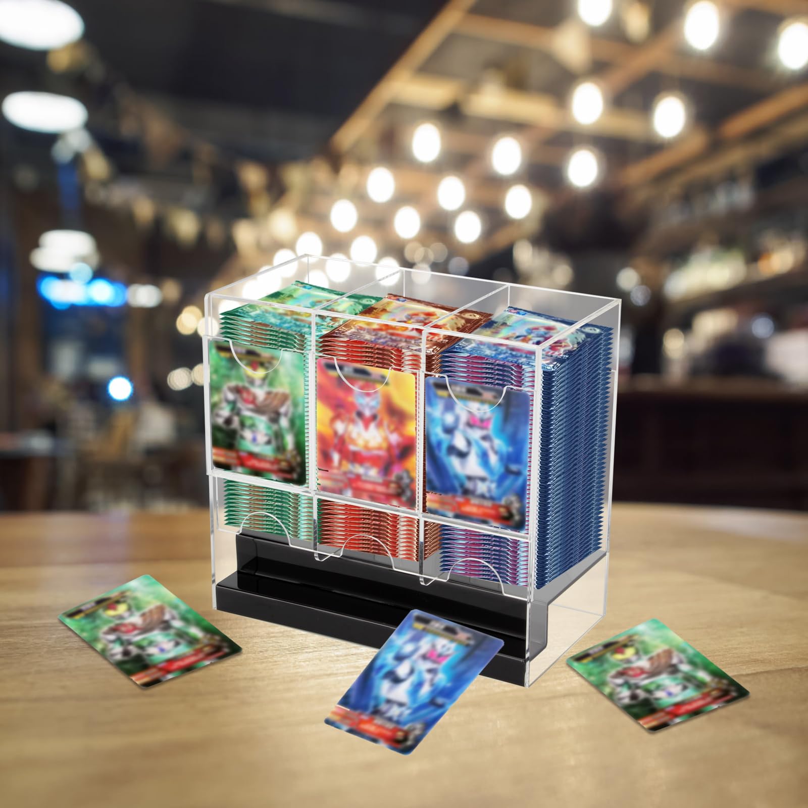 Distributeur de cartes à collectionner - Boîte à cartes Booster à 3 fentes, étui de bouquet en acrylique, protection transparente pour affichage, conteneur organisateur pour chariot à collectionner Distributeur de cartes à collectionner - Boîte à cartes Booster à 3 fentes, étui de bouquet en acrylique, protection transparente pour affichage, conteneur organisateur pour chariot à collectionner