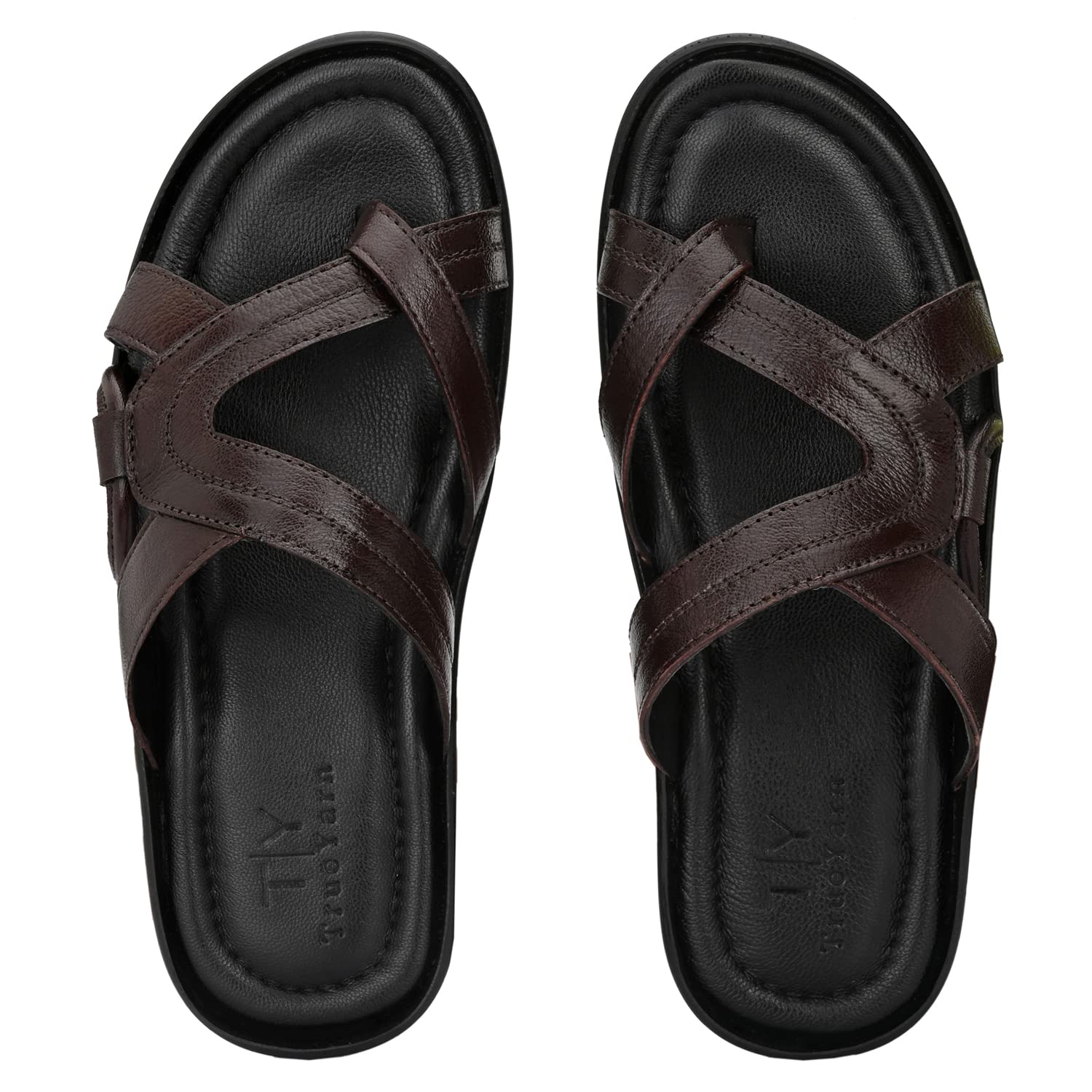 trueyarn Men's Genuine Leather Slippers | Thong Sandals For Men | Comfortable | Cushioned Insole | Durable | Handmade | All Occasion Slippers-picture-34