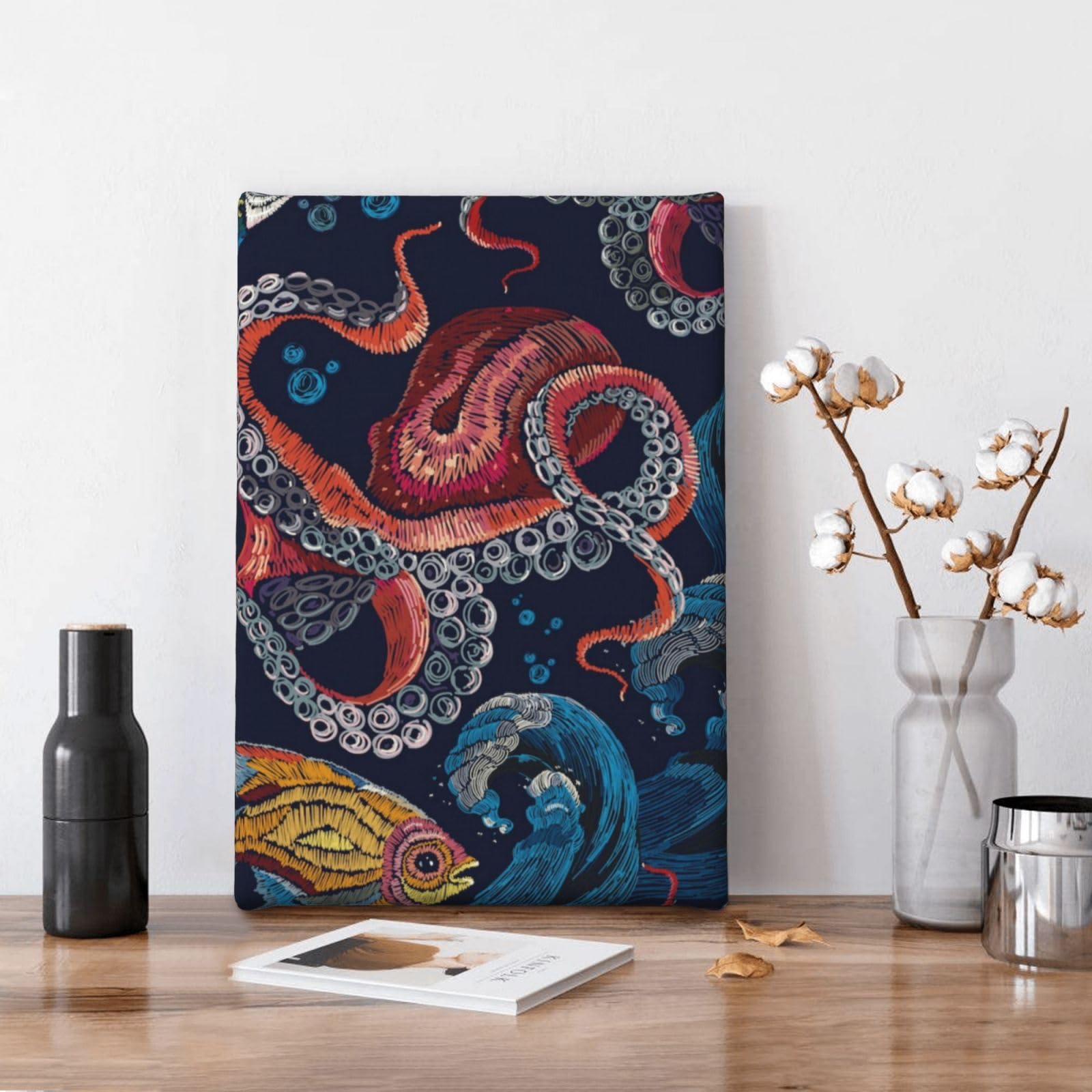 Amazon.co.jp: アートポスター フレーム 装飾画 たこ タコ 魚 波