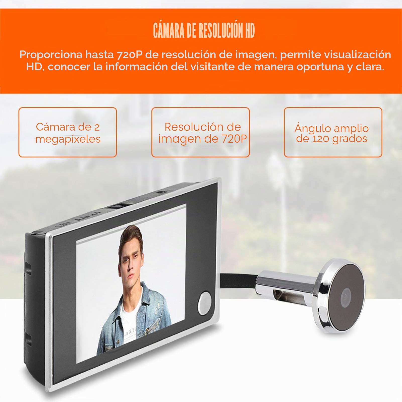 Mirilla Digital, Cámara Mirilla,Visor de Mirilla de Puerta Pantalla 720P HD 3.5 Inch Color+Ángulo de Visión 120°,para Casa/Hotel/Oficina