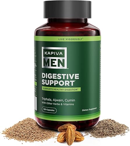 KAPIVA MEN Suplemento de apoyo digestivo con Triphala, Ajwain, comino y otras hierbas y vitaminas, apoya la digestión saludable y la salud