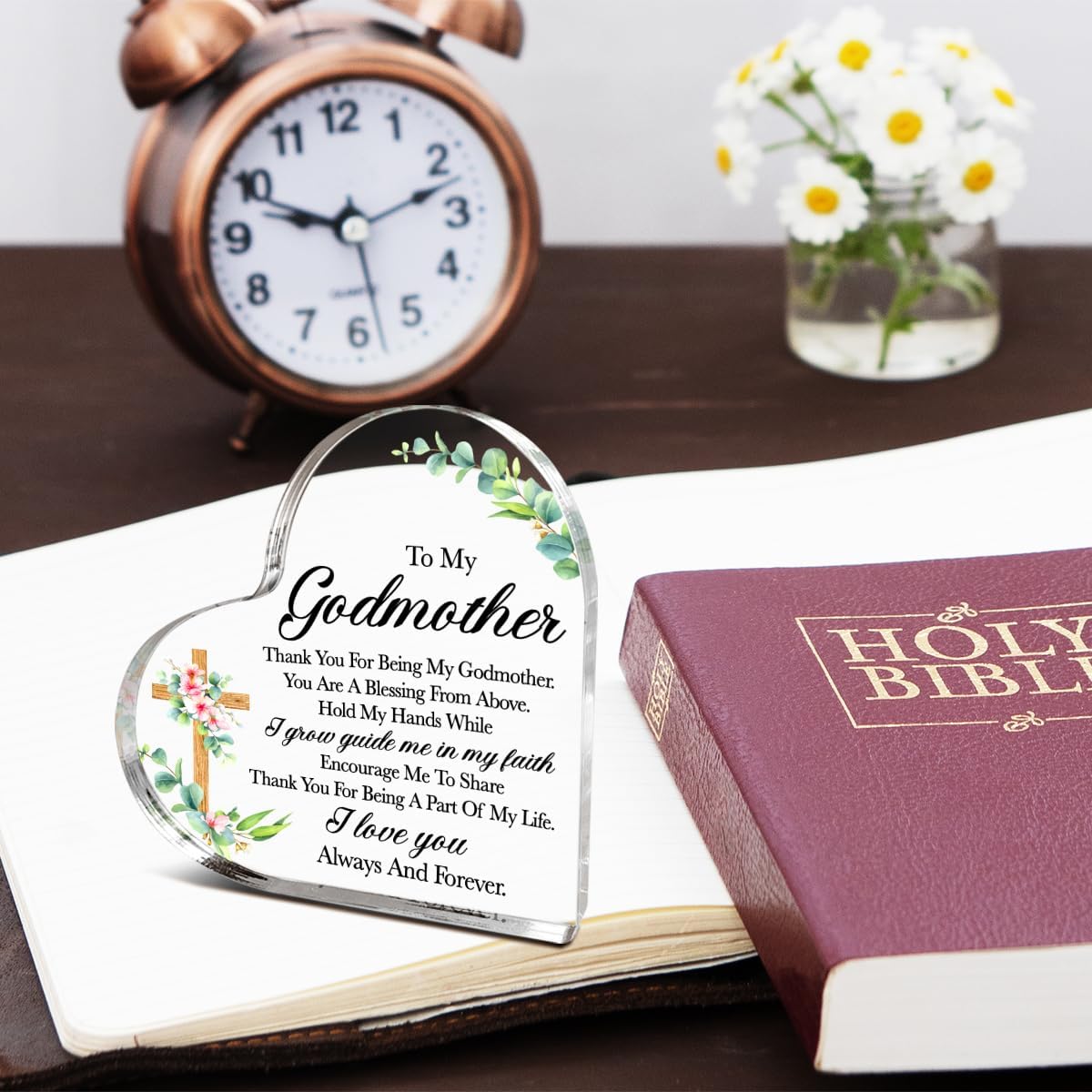 Godmother Gifts,Thank You Gifts for Godmother Mother's Day Birthday Christmas,Unique Godmom Gift Ideas,To My Godmothers Acrylic Heart Plaque and dignity - Image 5