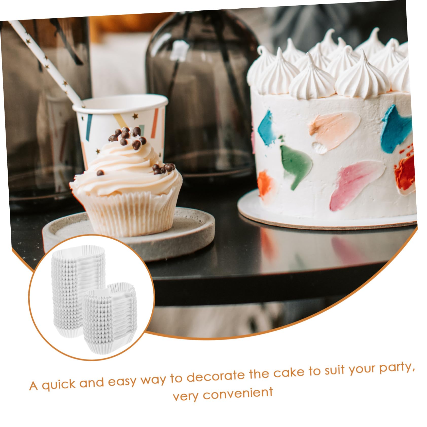 Cabilock 4 Stück Backförmchen aus Papier Cupcake-Tabletts quadratische Muffinförmchen ovale Backförmchen hochzeitsdeko hochzeitsdeco Ovaler Kuchen-Pappbecher fettdichte Muffinförmchen Weiß