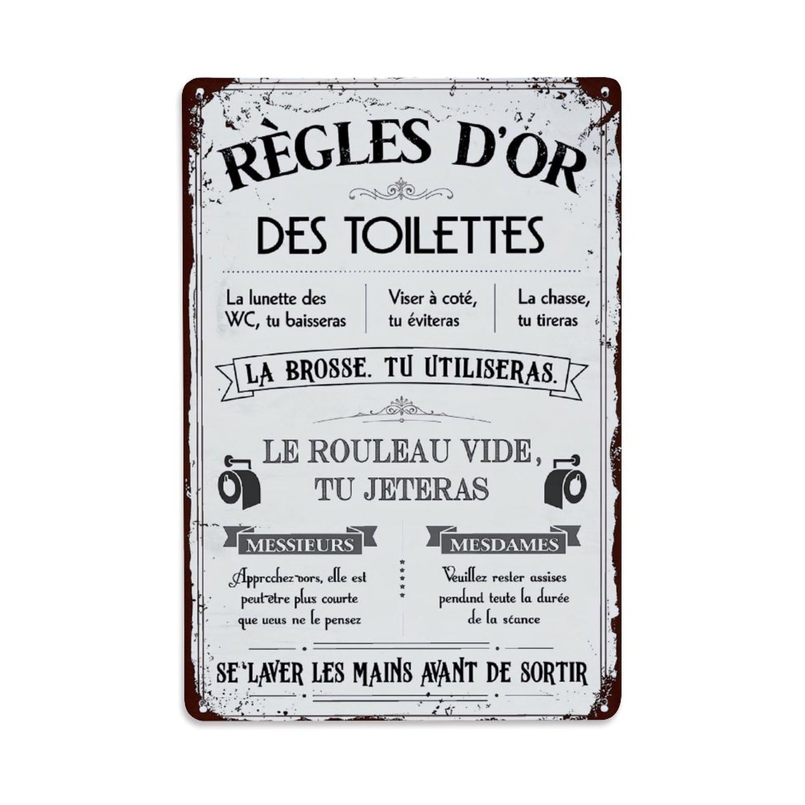 Toilet Rules Vintage Sign Print Retro Metal Tin Sign, Vintage Metal Poster for home, Gaming Room, Studio Workshop,Bar,Garage Wall Art Decor 8x12 Inch