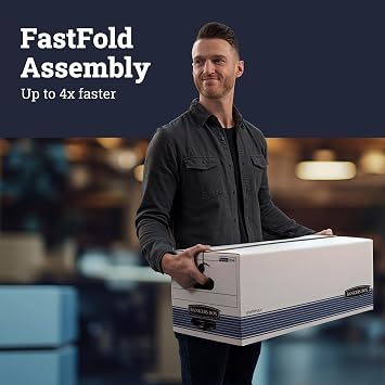 Bankers Box 12-Pack Medium-Duty String & Button File Storage Box, FastFold Assembly, Letter, STOR/FILE, (00704)