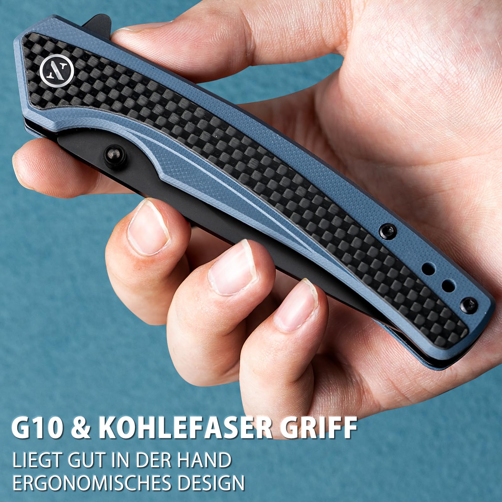 NedFoss Afilada navaja plegable, navaja de bolsillo con clip, cierre de forro seguro, Cuchillo de una mano de acero d2, adecuada para camping, Adecuado para camping, senderismo