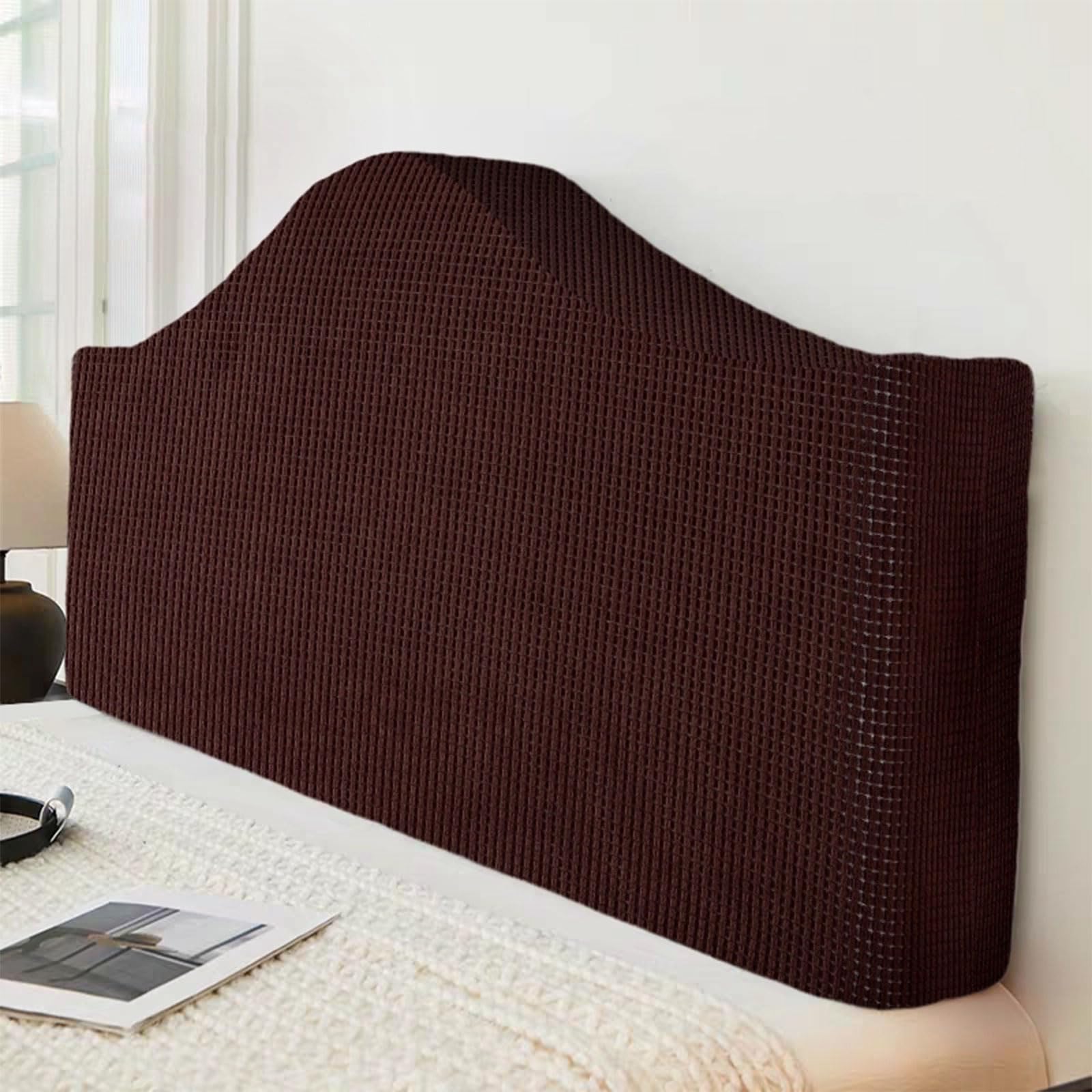 All-inclusive Headboard Cover, Stretch Jacquard Double Single King Size Headboard Slipcover Washable dustproof protective cover for rectangle/curved/irregularly shaped headboards(170-185cm,Brown2)