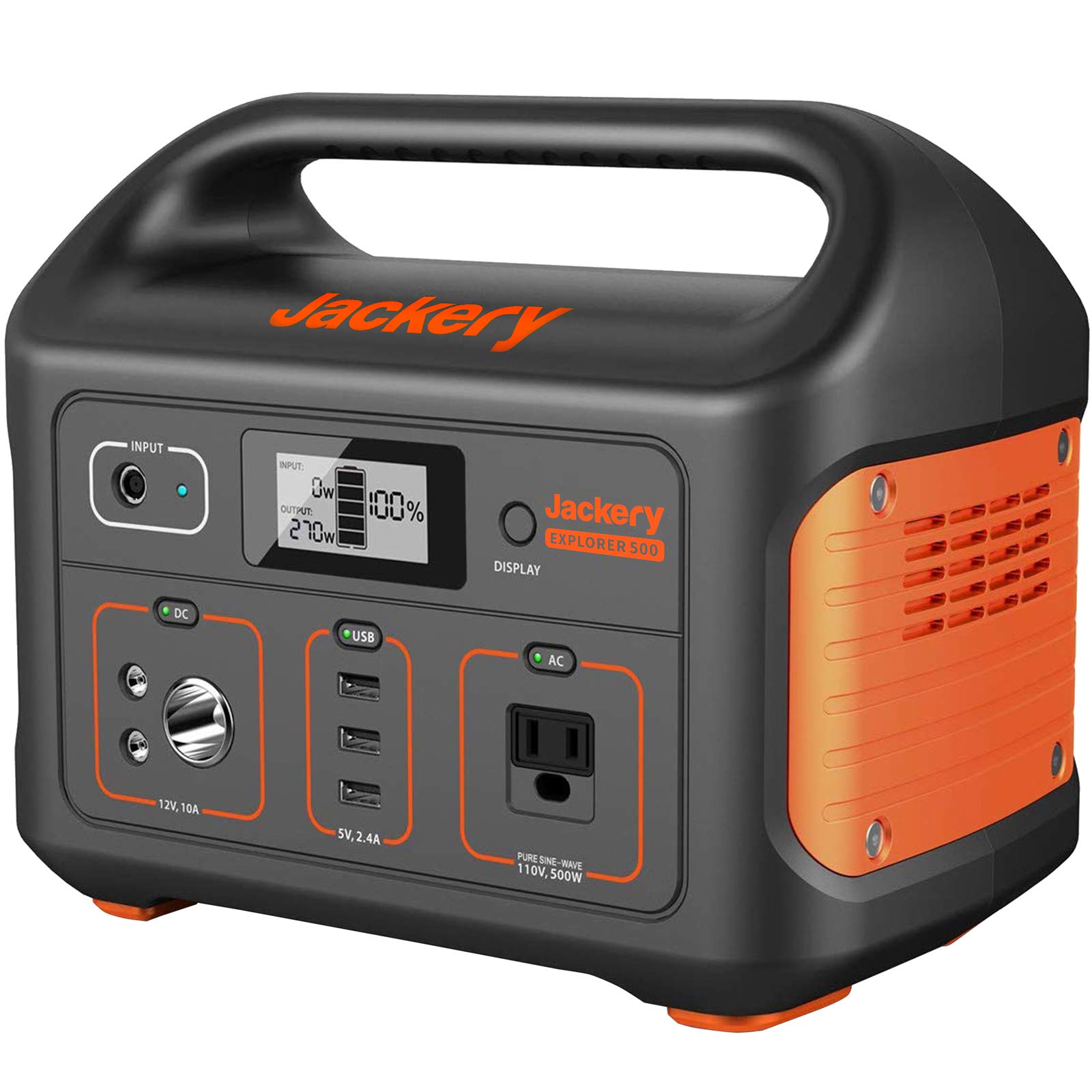 Jackery Portable Power Station Explorer 500, 518Wh Outdoor Solar Generator Mobile Lithium Battery Pack with 230V/500W AC Outlet (Solar Panel Optional) for Road Trip Camping, Outdoor Adventure