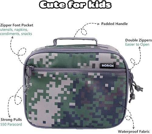 Miniatura 2 de MORIOX Lonchera para niñas, bolsa de almuerzo suave aislada para niños, kit de bolsa térmica para comida para picnic escolar, color rojo