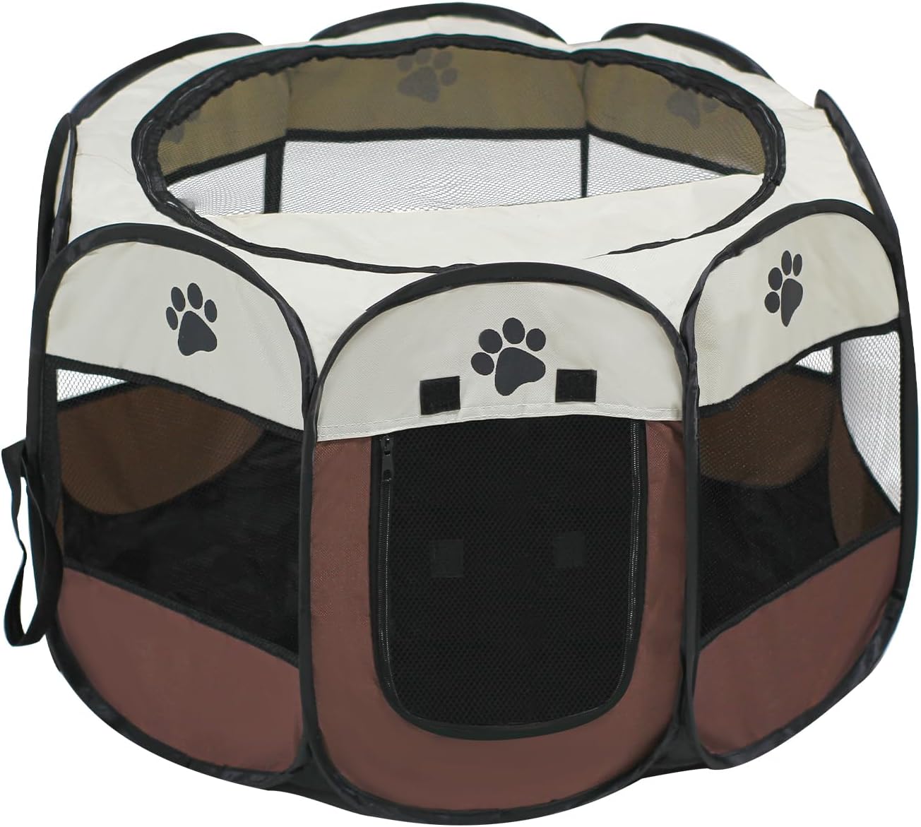 ASFANES Cat Dog Playpen, Puppy Pet Playpen Indoor for Small Dog Crate Tent Cage Outdoor, Portable Pop Up Dogs Enclosure Kennel with Carrying Case for Dogs/Cats/Rabbits Brown.