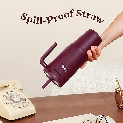 Miniatura 5 de REDUCE Chiller - Vaso aislado al vacío de 40 onzas con popote de silicona a prueba de derrames, tapa de Tritan sostenible con marcadores de entrada