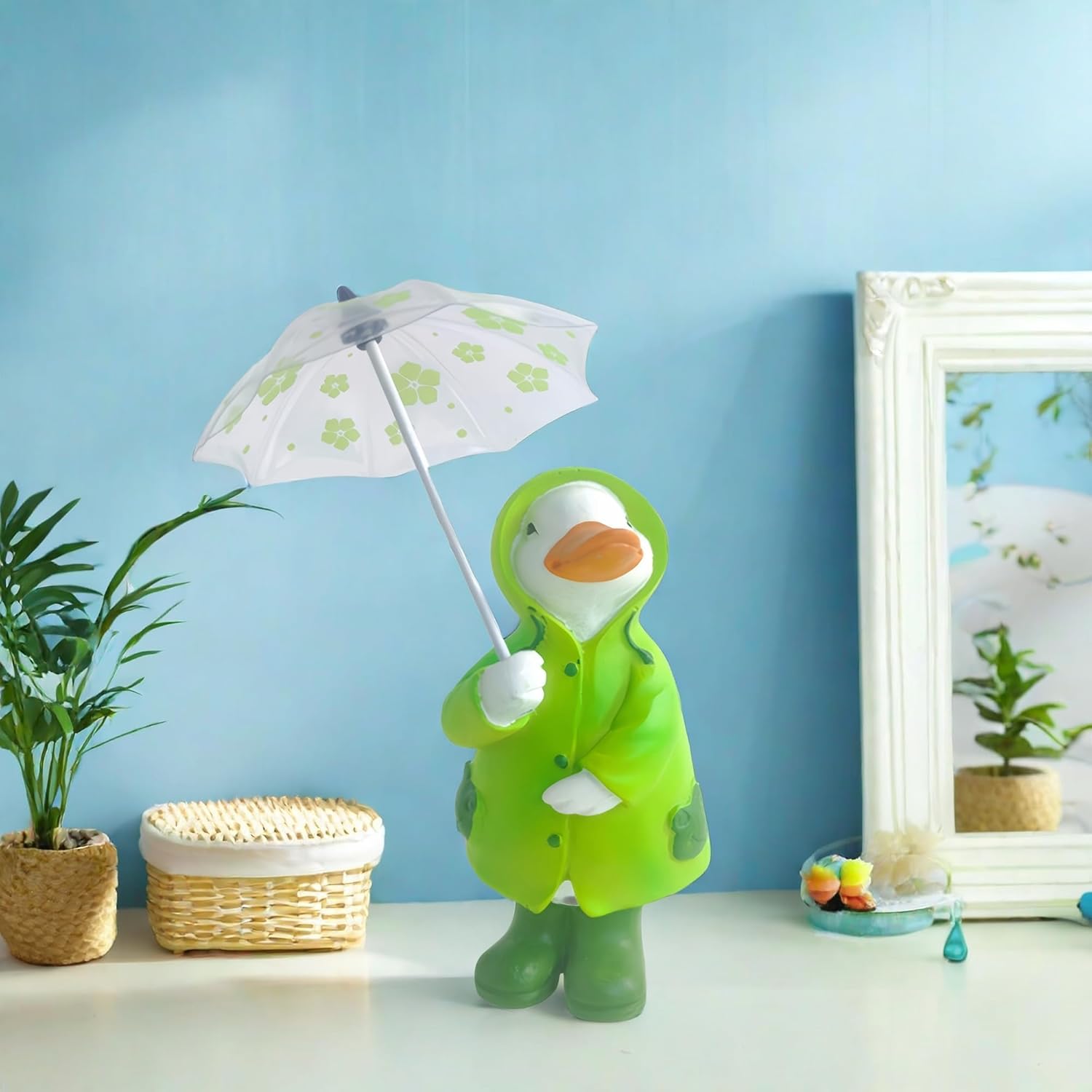 Etlemonde Spring Decor Duck Figurine Statue Cute Resin Green Ducks Gifts-Shelf Office Home Decor