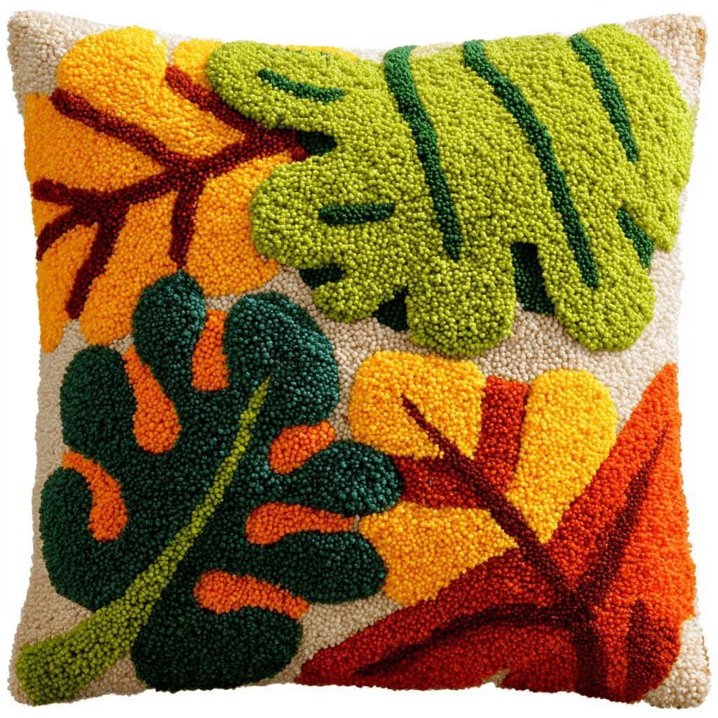 Kitquiver Latch Hook Cushion Kits Leaf 43X43Cm