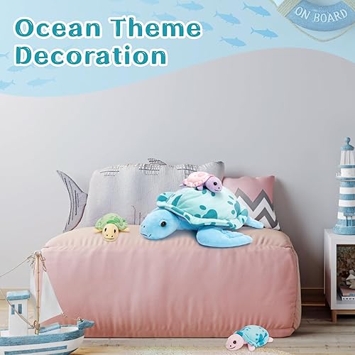 Miniatura 5 de Muiteiur Juego de animales de peluche de dragón de 2 cabezas, peluche de dragón suave de 20 pulgadas con 4 dinosaurios bebés, 5 piezas de lindo