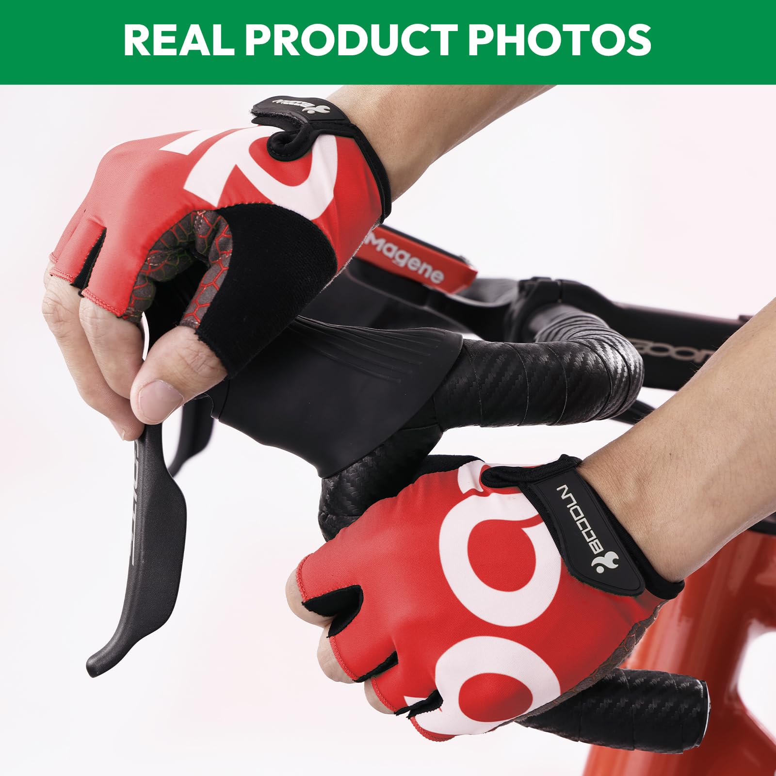 KONVINIT Guantes de Bicicleta Medio Dedo SBR Acolchado Absorción de Impactos Adecuado para Todos Los Deportes