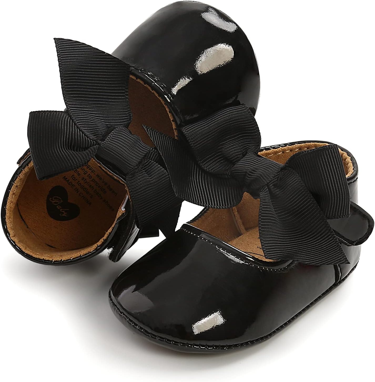 Baby Girls Mary Jane Flats Anti-Slip Rubber Sole Bow Toddler Princess Dress Shoes