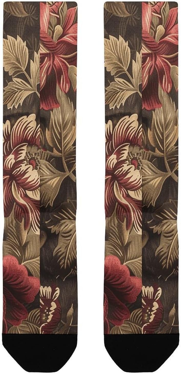 Breathable Boot Sock Burgundy And Brown Socks for Women Men Cotton Sock Moisture-Wicking Warm Stockings Casual Long Socks for Hiking Work Sports