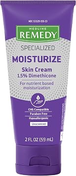 Medline Remedy Specialized Skin Cream, Unscented 2 fl oz, 1.5% Dimethicone, Nourishing Moisturizer for Dry Skin, Paraben-free, and Hypoallergenic Body Cream, Daily Lotion for Dry and Sensitive Skin