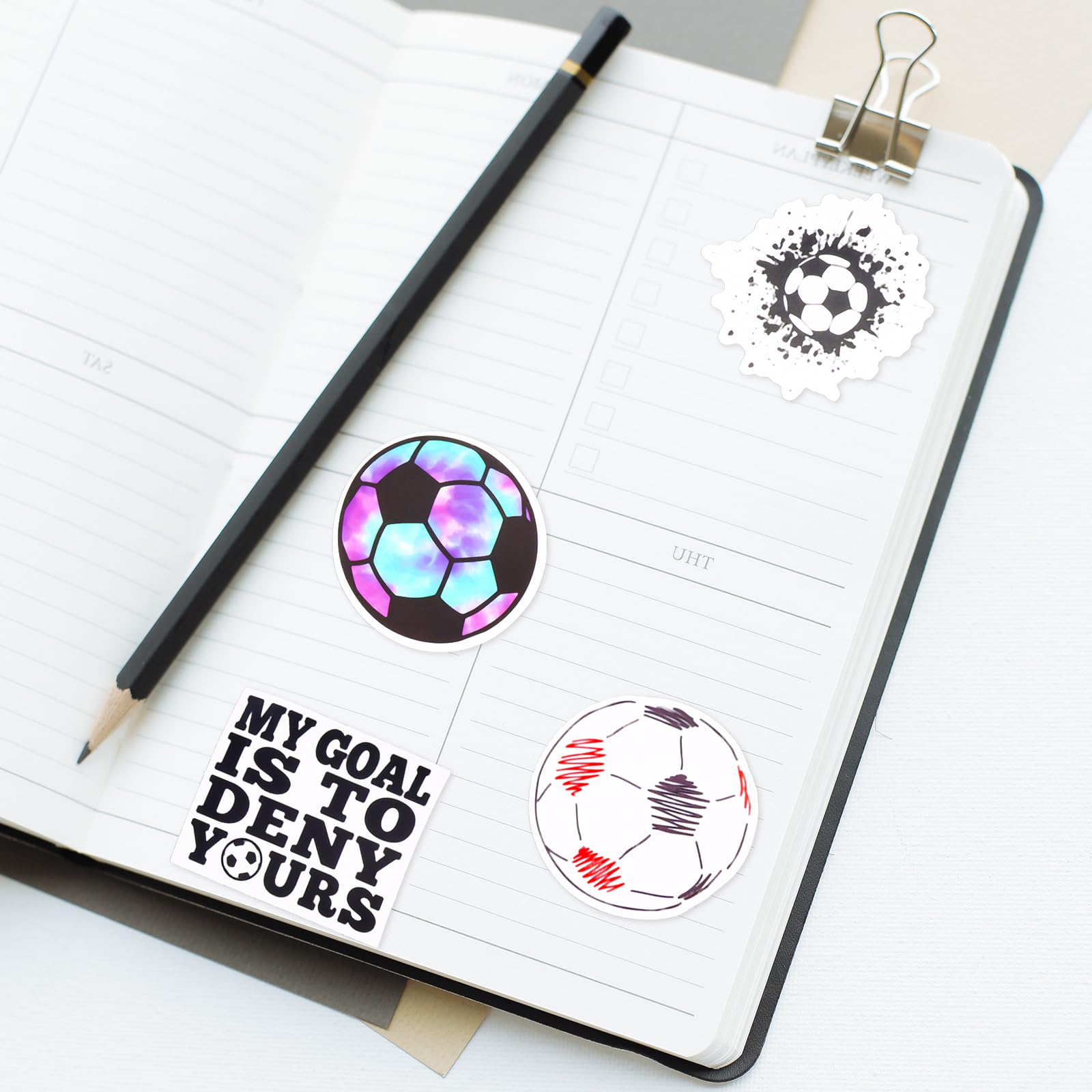 MEMOFYND 100 adesivi da calcio e cancelleria, decorazione fai da te, Scrapbooking impermeabile, simpatici per bottiglie d'acqua, quaderni