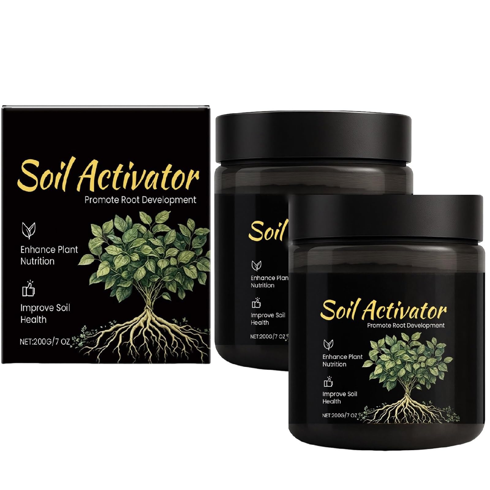 Activador revitalizador del suelo para plantas, fórmula soluble en agua, para la mayoría de las plantas. Favorece la absorción de nutrientes y el desarrollo de las raíces (2pcs)
