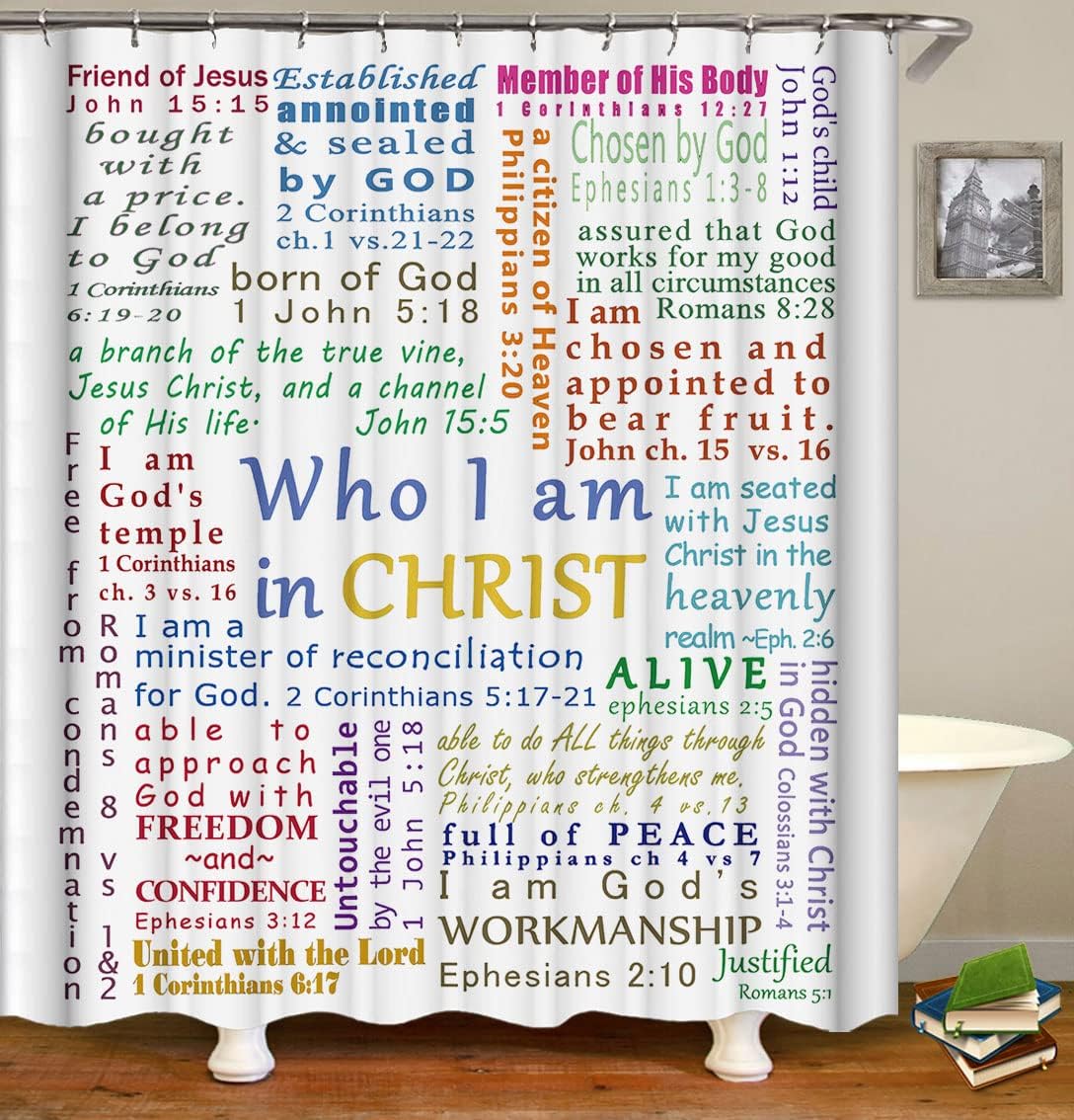 TJZ HOME Shower Curtains, Bible Verse Scripture