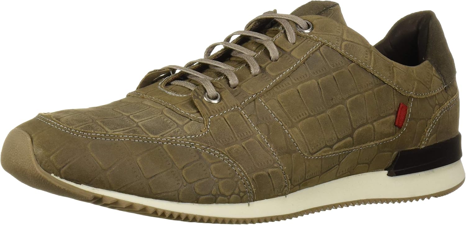 Marc Joseph New York Men's Leather Made in Brazil Luxury Fashion Trainer Croco Detail Sneaker, Grey Nubuck Crocodile, 12 M US