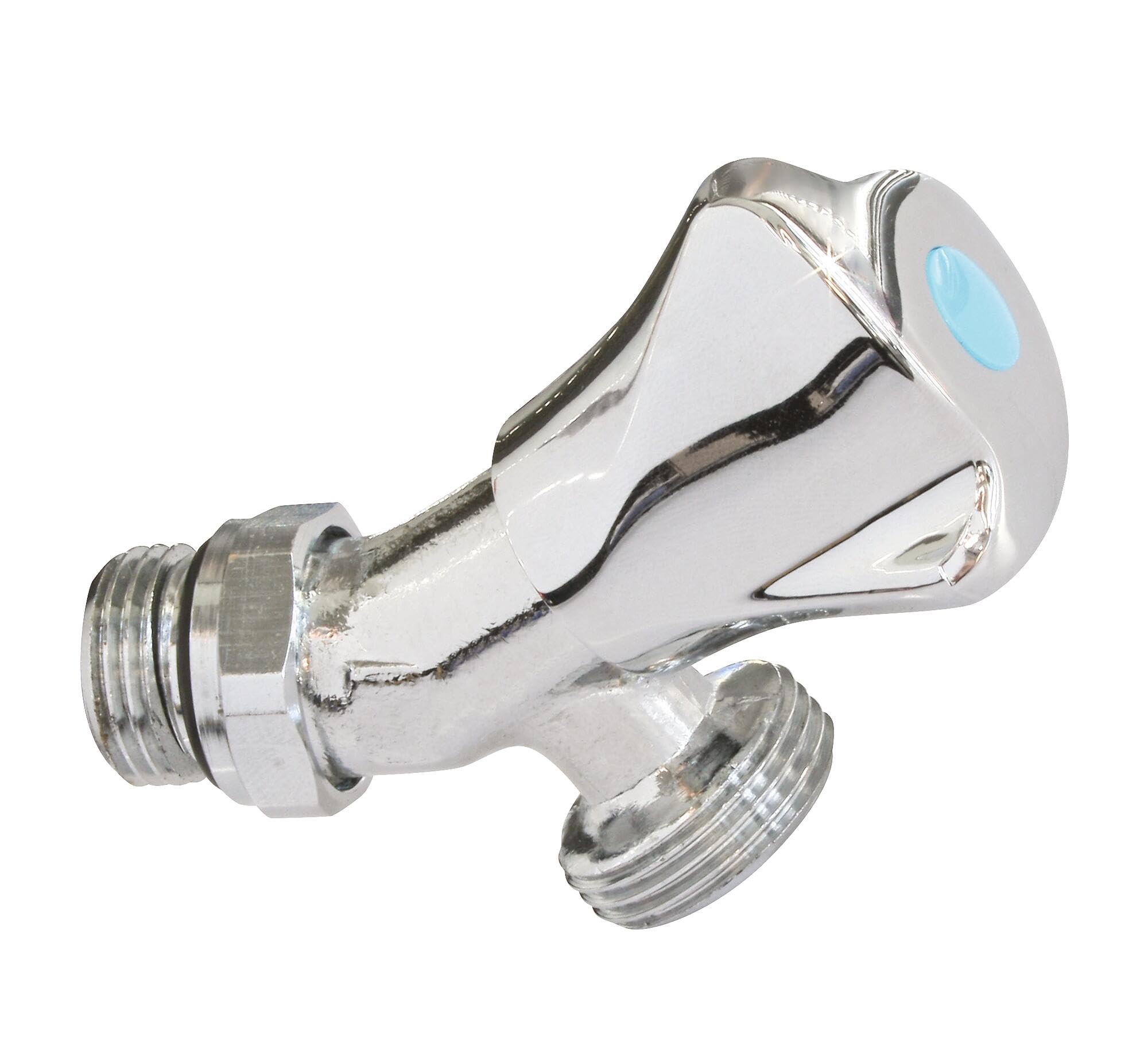 SOMATHERM FOR YOU, Robinet orientable auto-​étanche à clapet pour machine à laver, entrée M1/​2", sortie M3/​4", laiton chromé, installation facile, système d'orientation breveté, norme ACS