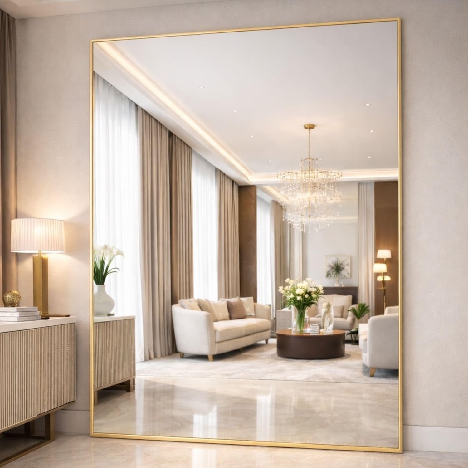 Pagazzi Gold Takara - Full Length Metal Rectangle Mirror - 200Cm X 150Cm