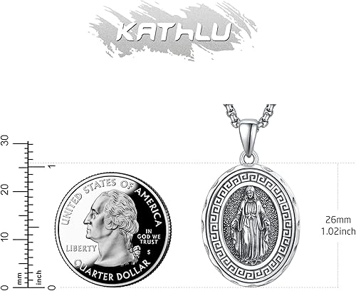 Miniatura 5 de KATHLU Collar de San MiguelSan CristóbalSan GerardoSan JorgeSan JudaSan Benito para hombres y mujeresAmuleto de religión de plata de ley 925 con