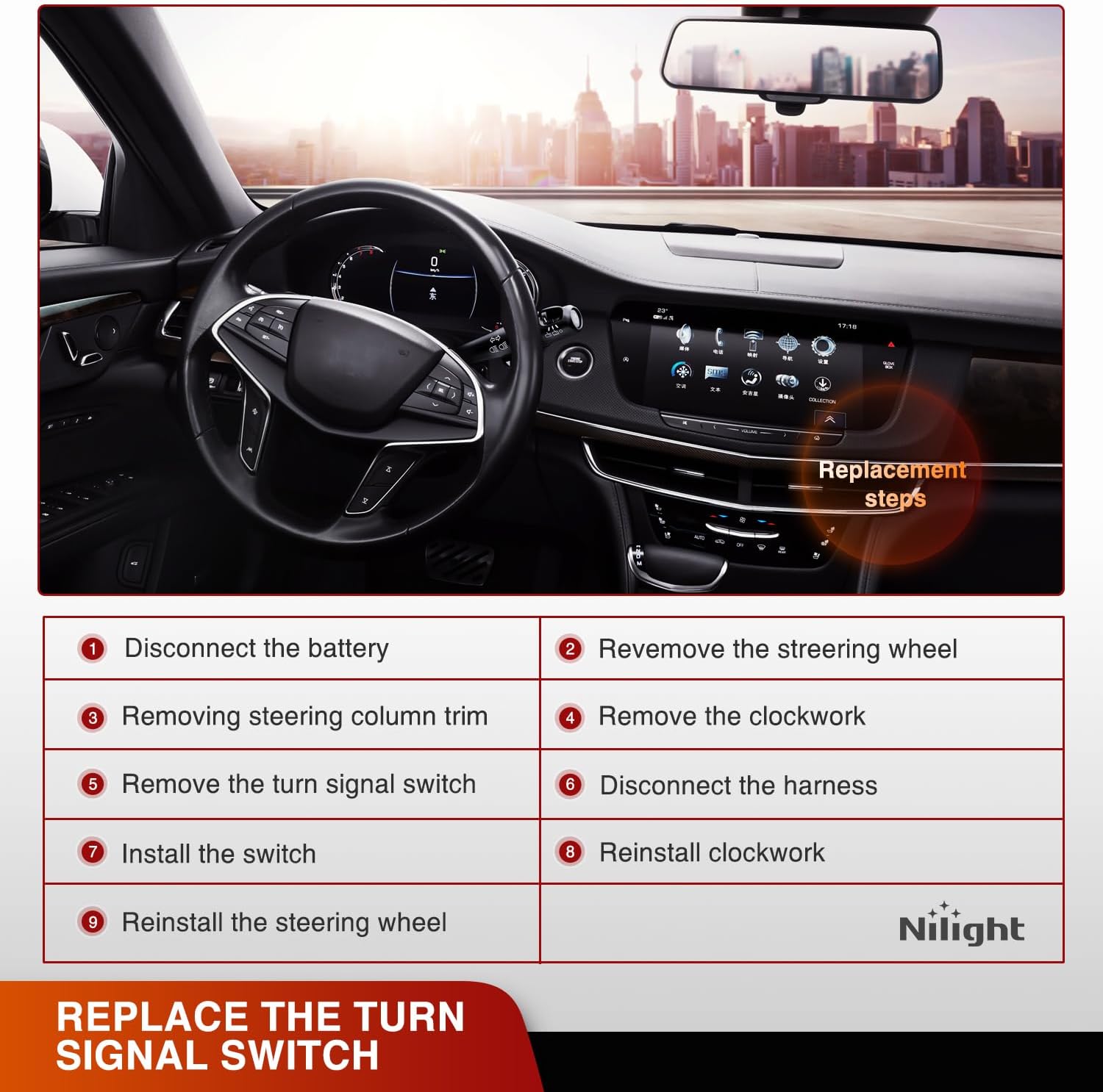 Nilight Turn Signal Switch Compatible with 2007 2008 2009 2010 2011 2012 2013 Chevy Suburban Tahoe 2007-2013 GMC Yukon XL 2007-2014 Cadillac Escalade Blinker Windshield Wiper Switches