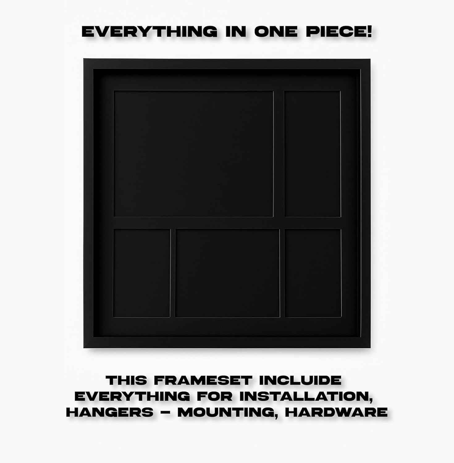 5-in-1 Frameset Display (Medal, Race Bibs, and Photo Display) – Marathon or Triathlon Medal Display and Frame, Triathlon & Running Bib Holder, Wall-Mounted, Color Black