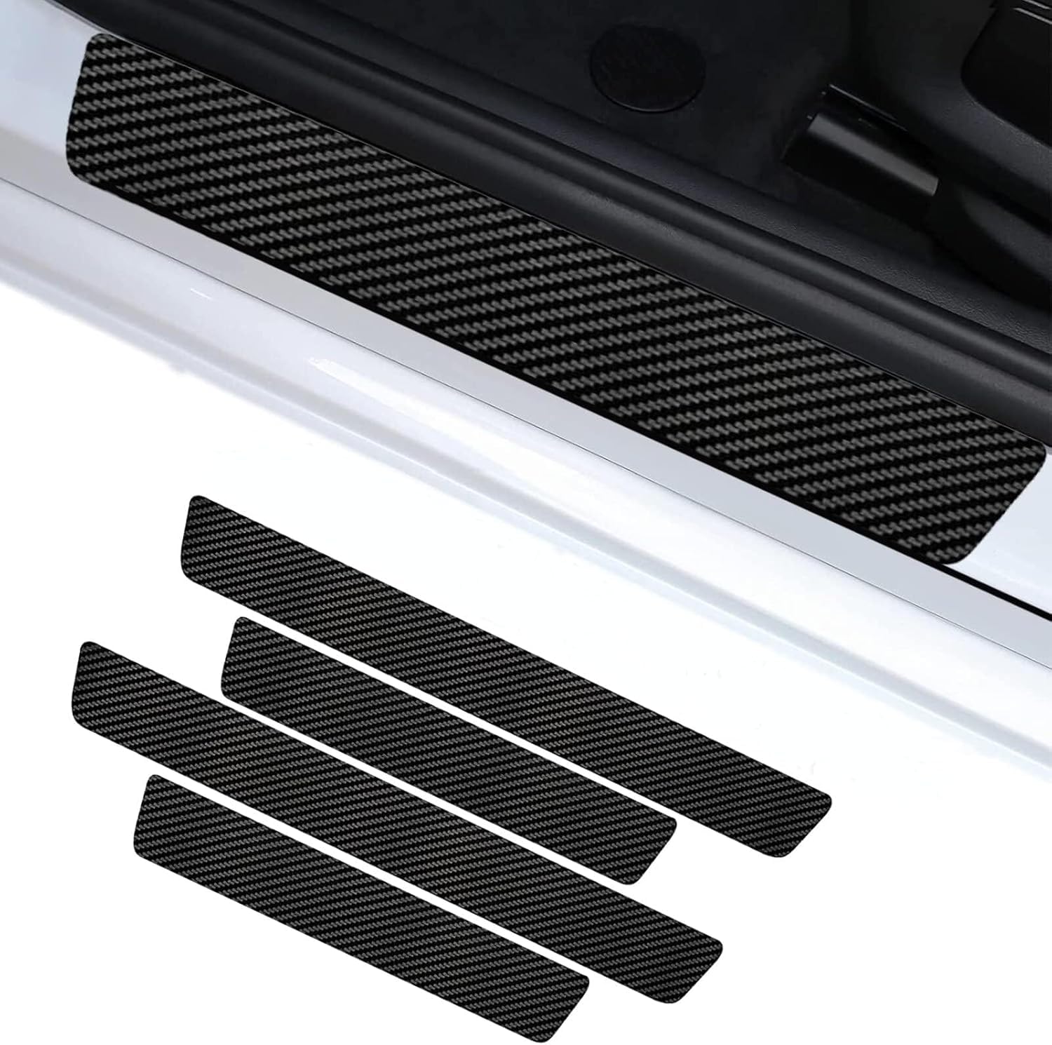 VBDBN Carbon Fiber Threshold Protective for Jeep Renegade Compass Cherokee Grand Cherokee Wrangler, Car Door Sill Protector Strips Anti-slip Car Door Entry Guards,B