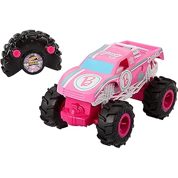 Hot Wheels Battery-Powered Remote-Control Barbie Monster Truck in 1:24 Scale