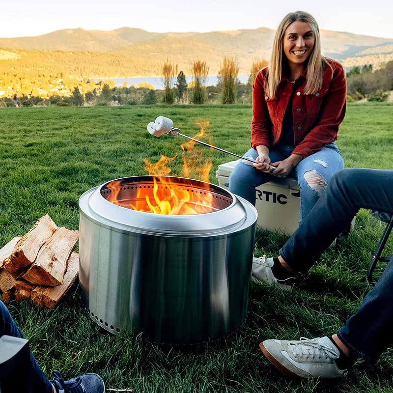Image of Solo Stove Yukon 2.0, 27 Inch Smokeless Fire Pit with Removable Ash Pan - Wood Burning Portable Stainless Steel Outdoor Fireplace, Stainless Steel, Ideal for 6 or More People, 38 lbs