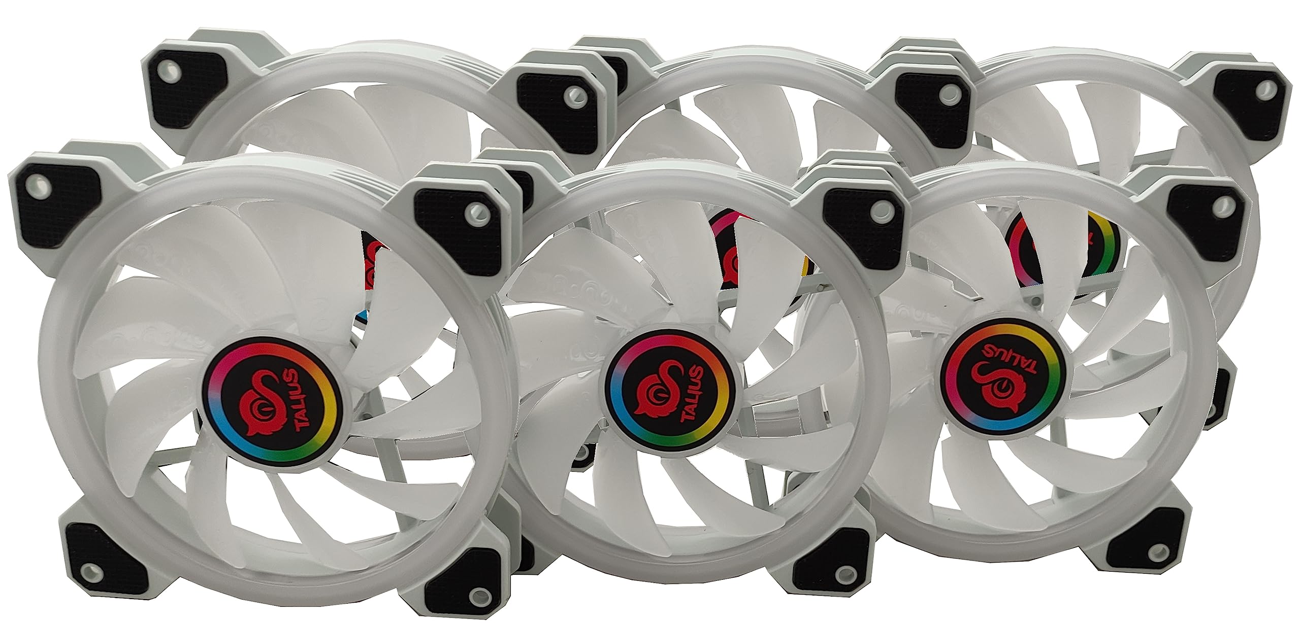 Talius Iris Spectrum ARGB/Cronos ventiladores 120 mm. Efectos de barrido, pulso, espiral. Doble Aro led. Conexión 6 pines. (6 FAN WHITE)