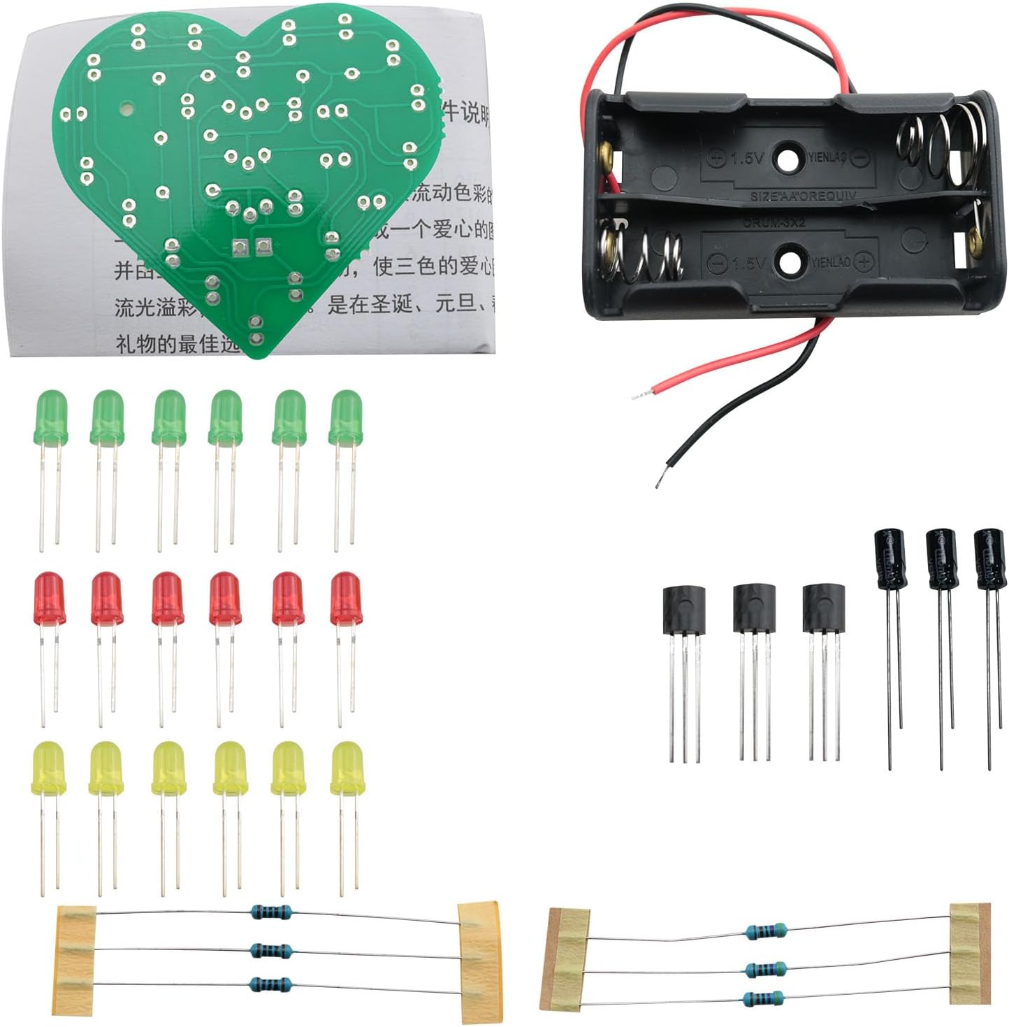 DGZZI Heart Shaped Soldering Practice Kit DIY Assembled Spare Parts Circuit Components Electronic Training Board Teaching Experiment