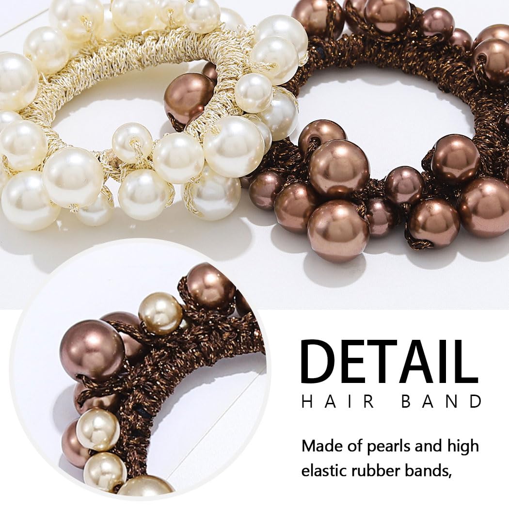Amazon.com : Fashey Pearl Scrunchie Beaded Hair Ties  display picture 2